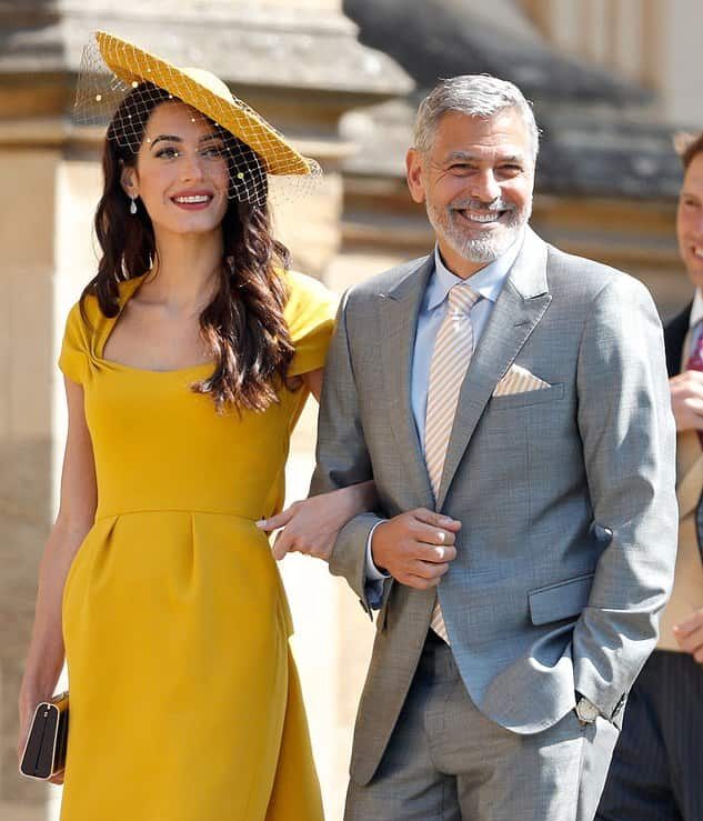George Clooney has been on lockdown with his wife of six years, 42-year-old lawyer Amal Clooney; seen at the wedding of Harry and Meghan in 2018